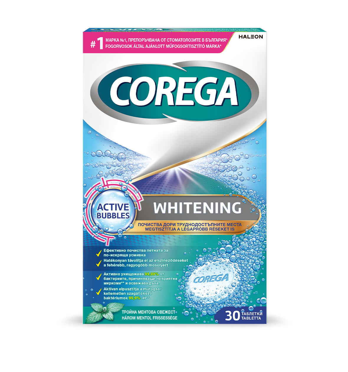 COREGA WHITENING избелващи таблетки x 30
