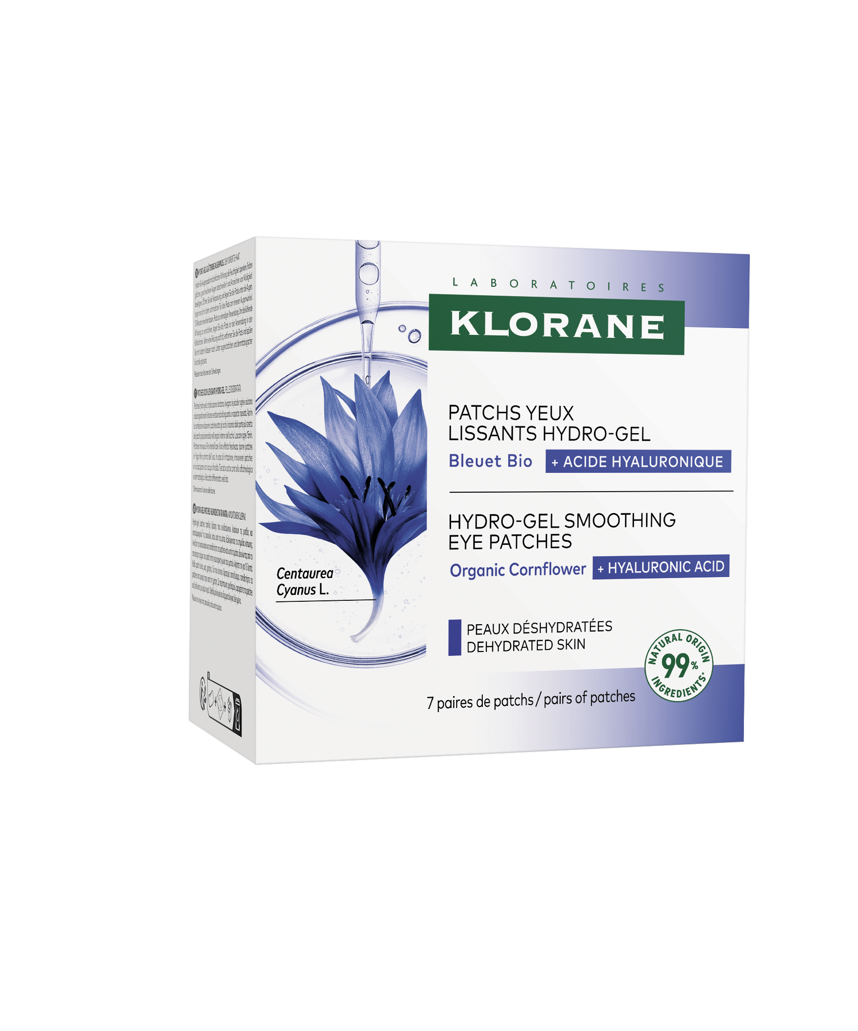 KLORANE BLEUET изглаждащи и освежаващи пачове с органична синя метличина 7x2