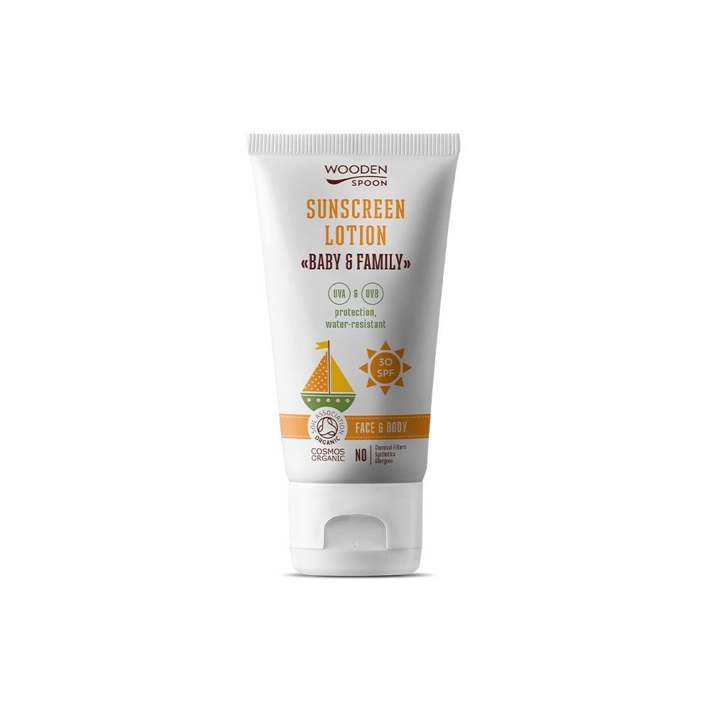 WOODEN SPOON Sunscreen Lotion Baby & Family SPF30 TUBE 100 ml