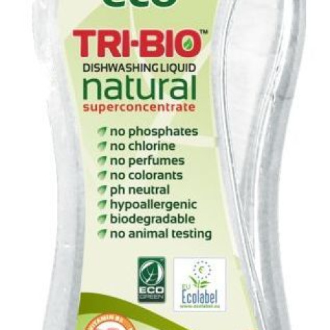 TRI-BIO Натурален еко препарат за съдове, пластмасова бутилка, 840ml