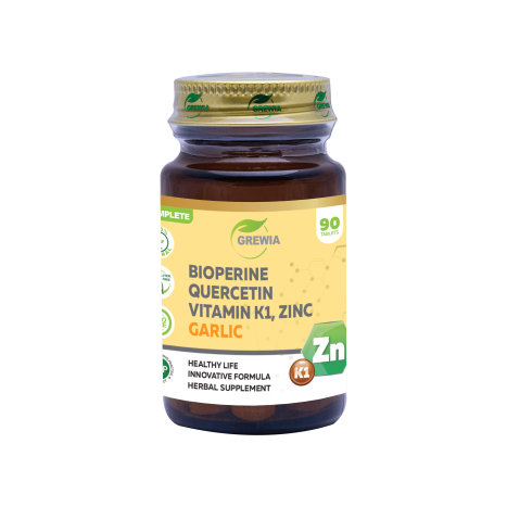 GREWIA Bioperine + Garlic + Quercetin + Vitamin K1 + Zink for strong and sustainable immunity x 90 tabl