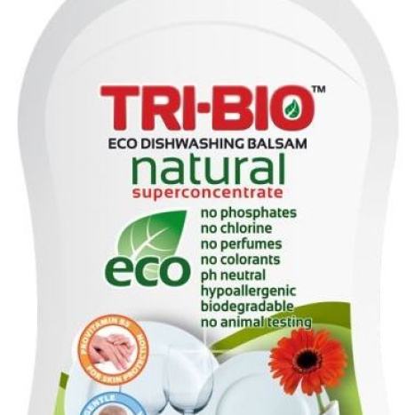 TRI-BIO Натурален еко балсам за съдове, пластмасова бутилка с дозатор, 420ml
