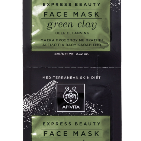 APIVITA Дълбоко почистваща маска за лице със зелена глина 2x8ml опаковка x 6