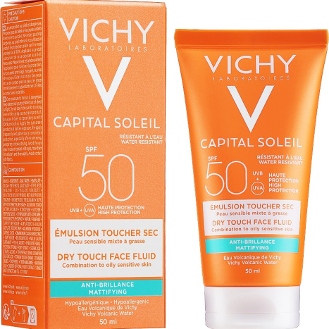 VICHY IDEAL SOLEIL DRY TOUCH слънцезащитен матиращ флуид SPF50+ 50ml