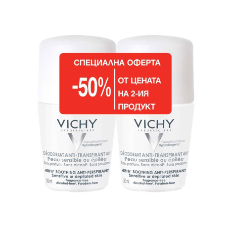 VICHY DUO roll-on p/v sweating effect 48h without fragrance 50ml 1+1
