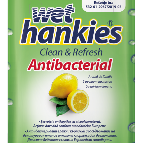 WET HANKIES Lemon Влажни кърпи антибактериални х 15