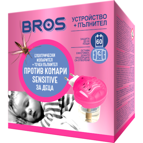 BROS ел. изпарител +течен пълнител п-в комари за деца 40мл
