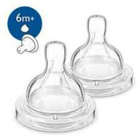 AVENT Pacifier Classic+ Anti-Colic with Y slot for dense foods 6m+ x 2