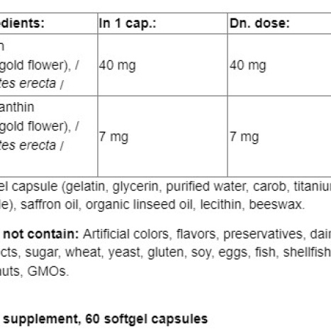 WEBBER NATURALS 40mg LUTEIN + ZEAXANTHIN x 60 softgels