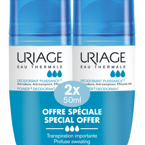 URIAGE DUO POWER 3 roll-on for intense sweating 2 x 50ml