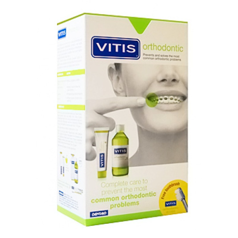 DENTAID VITIS комплект Ortho - вода за уста 500ml+паста за зъби 100ml+четка за зъби подарък