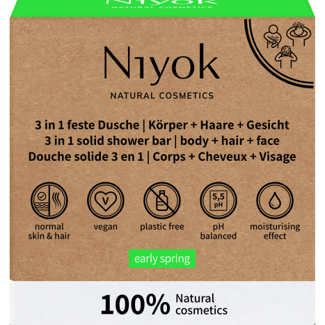 NIYOK EARLY SPRING 3 in 1 solid shampoo barbody + hair + face Сапун за тяло, коса и лице