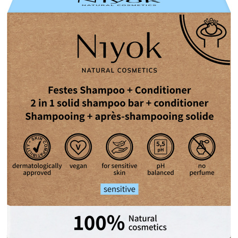 NIYOK SENSITIVE 2 in 1 solid shower bar+ moisturiser Шампоан за чувствителна кожа