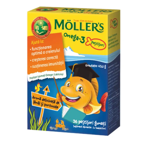 MOLLERS OMEGA 3 желирани рибки с вкус на портокал x 36
