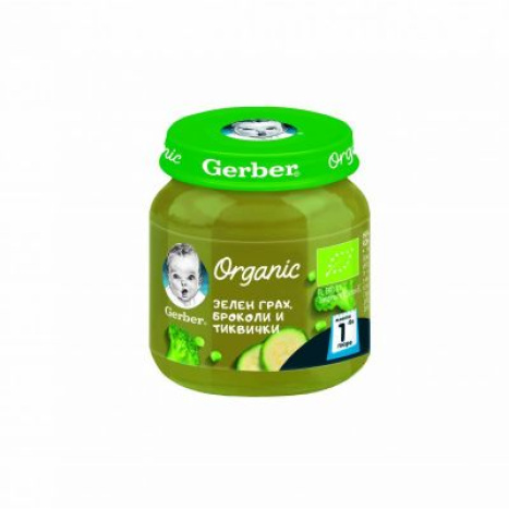 NESTLE GERBER ORGANIC My first mashed green peas, broccoli and zucchini 125g