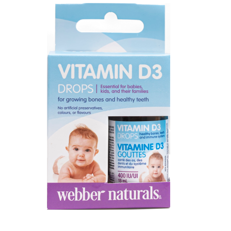 WEBBER NATURALS VITAMIN D3 Drops 400IU for healthy bones and teeth 15ml