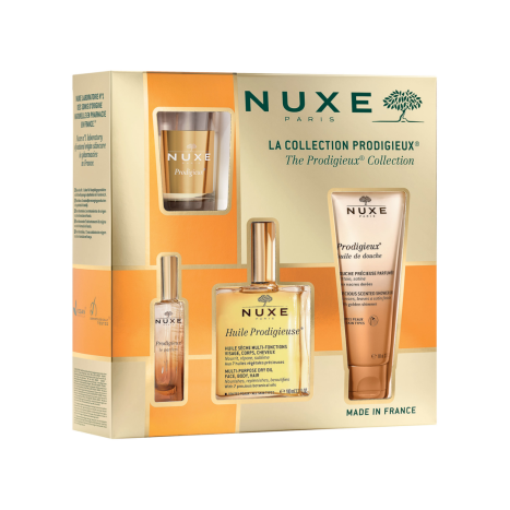 NUXE PROMO HUILE PRODIGIEUSE dry oil 100ml+shower oil 100ml+Perfume 15ml + candle