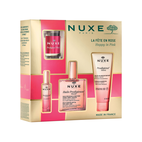 NUXE PROMO HUILE PRODIGIEUSE FLORAL dry oil 100ml+shower gel 100ml+Perfume 15ml+candle