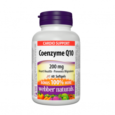 WEBBER NATURALS COENZYME Q10 200mg Coenzyme for the cardiovascular system x 60 softgels