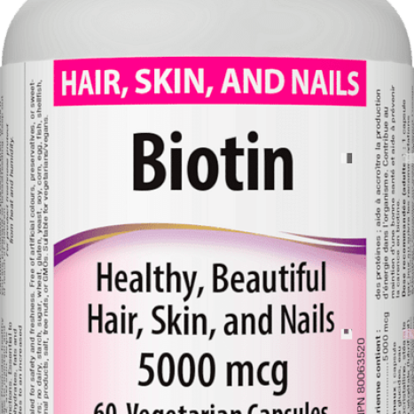 WEBBER NATURALS BIOTIN 5000mcg hair, skin and nails x 60 caps