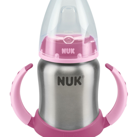 NUK FIRST CHOICE RR Stainless steel bottle 150 ml. with silicone tip for juice 6+ months, Pink