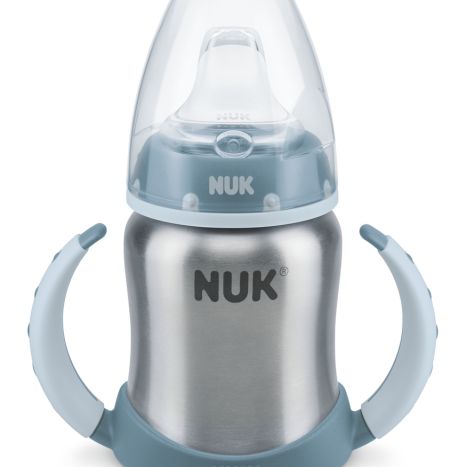 NUK FIRST CHOICE RR Stainless steel bottle 150 ml. with silicone tip for juice 6+ months, Blue