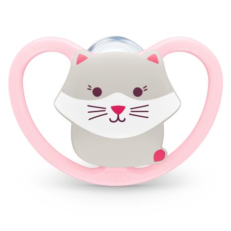 NUK nipple pacifier silicone 0-6 months, 1 pc., Space, Kitten