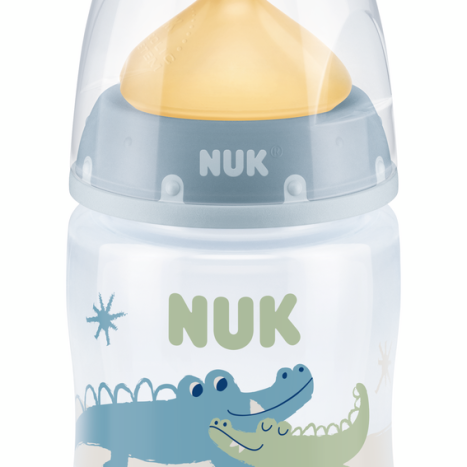 NUK FIRST CHOICE+ PP Bottle Temperature control 150 ml. with rubber pacifier for feeding 0-6 months. Blue