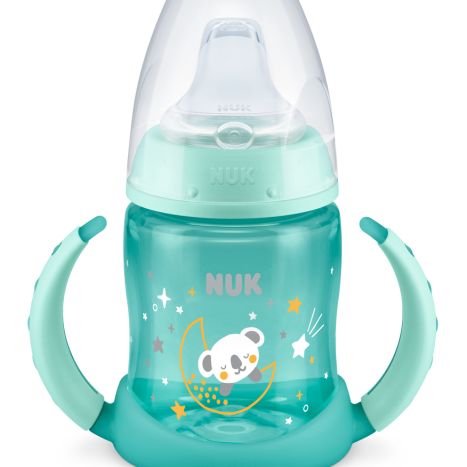 NUK FIRST CHOICE RR Bottle Temperature control 150 ml. with silicone tip for juice 6+ months, Glow in the Dark, Green