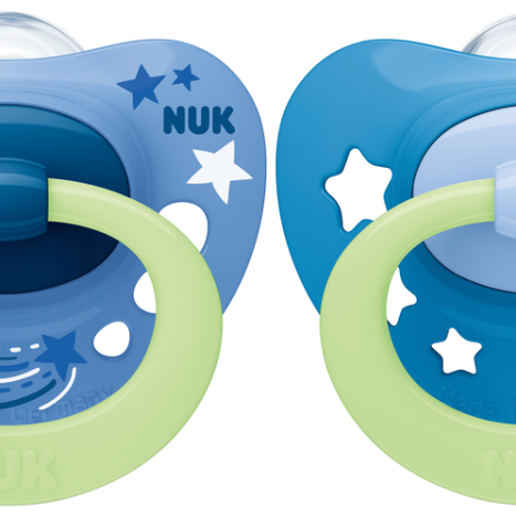 NUK SIGNATURE NIGHT pacifier pacifier silicone 6-18 months. Boy x 2