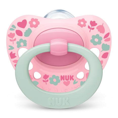 NUK pacifier pacifier silicone 6-18 months, 1 pc., Signature, Pink with picture