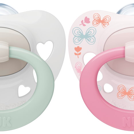 NUK SIGNATURE pacifier pacifier silicone 0-6 months. Girl x 2