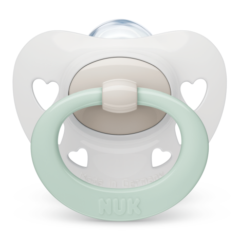 NUK pacifier silicone 0-6 months, 1 pc., Signature, White