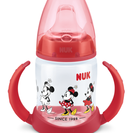 NUK FIRST CHOICE RR Bottle Temperature control 150 ml. with silicone tip for juice 6+ months, Mickey, Red