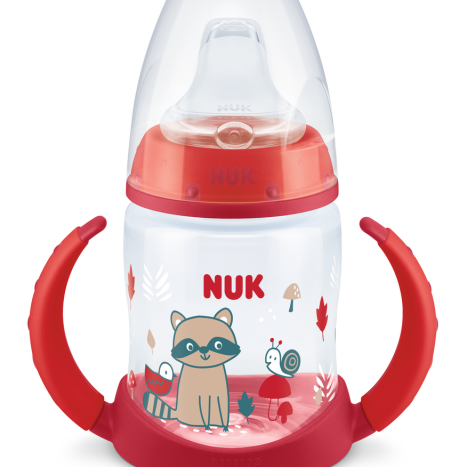 NUK FIRST CHOICE RR Bottle Temperature control 150 ml. with silicone tip for juice 6+ months, Red