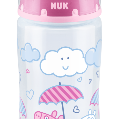 NUK FIRST CHOICE RR Bottle Temperature control 300 ml. with silicone pacifier 6-18 months. PEPPAPIG GIRL