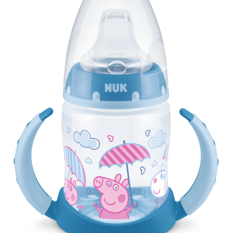 NUK FIRST CHOICE RR Bottle Temperature control 150 ml. with silicone tip for juice 6+ months, PEPPA PIG, Blue