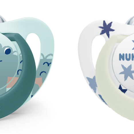 NUK STAR DAY & NIGHT pacifier pacifier silicone 0-6 months. Boy x 2