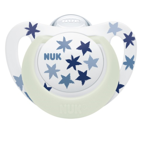 NUK pacifier silicone 18-36 months, 1 pc. STAR Night, Shining, Blue stars