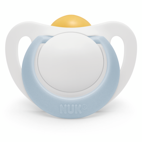 NUK pacifier pacifier rubber 0-6 months, 1 pc. STAR White, blue handle
