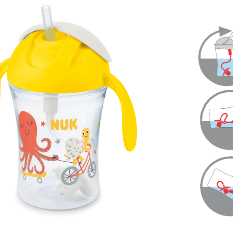 NUK MOTION CUP with straw, 230 ml, 8+ months, Yellow