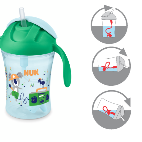 NUK MOTION CUP with straw, 230 ml, 8+ months, Green