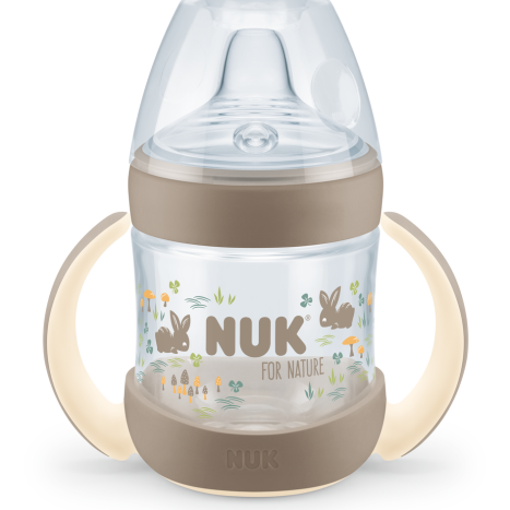 NUK for NATURE Шише за сок РР Temperature control 150 мл. със силиконов накрайник, Крем