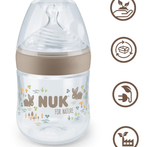 NUK for NATURE RR Bottle Temperature control 150 ml. with silicone nipple for feeding S, Beige