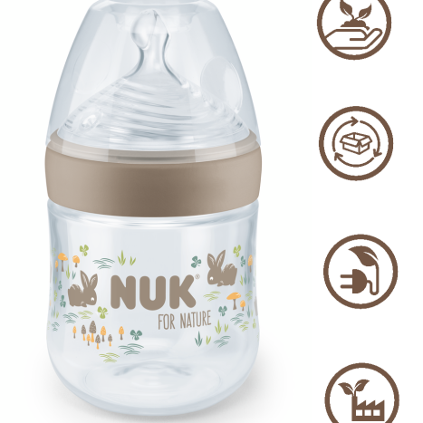 NUK for NATURE РР Шише Temperature control 150 мл. със силиконов биберон за хранене S, Бежов