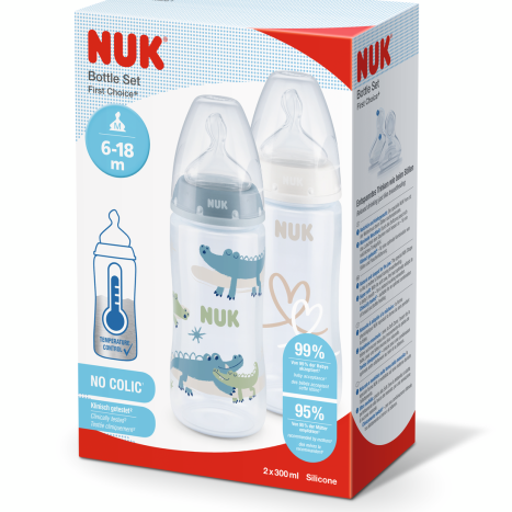 NUK FIRST CHOICE+ TWIN SET Bottle PP Temperature Control 300 ml. 6-18 months - 2 pcs. Son