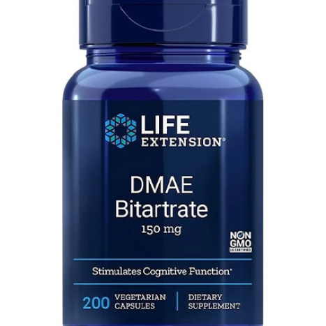 LIFE EXTENSION DMAE Bitartrate /ДМАЕ (Битартарат) стимулира мозъчната функция 150 mg x 200 caps