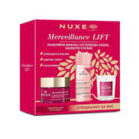 NUXE PROMO MERVEILLANCE LIFT Silk wrinkle correction cream 50ml + Very Rose Micellar water 100ml + Scented candle 70g