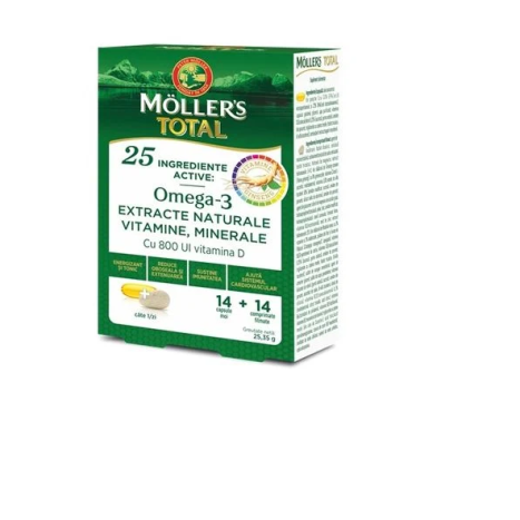 MOLLERS TOTAL OMEGA 3 with 25 compounds x 14 tabl + 14 caps