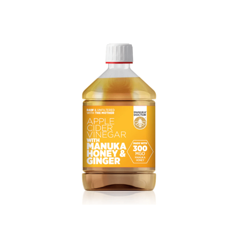 MANUKA DOCTOR Apple Cider Vinegar with Manuka Honey 300 MGO and Ginger Ябълков оцет с мед от Манука и Джинджфил 500 ml